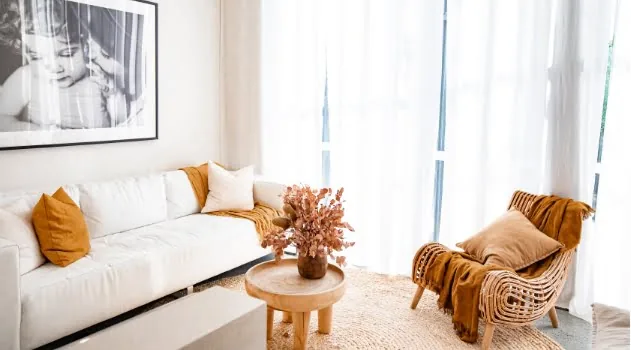Inside the Verve Fortitude Valley studio: a bright lounge with rattan seating and soft furnishings